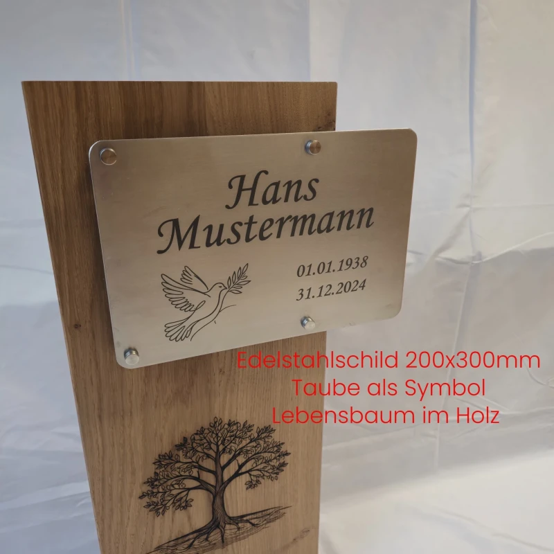 Grabstein aus Holz gerade
