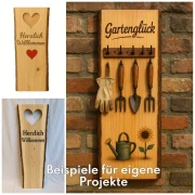 Bretter mit Baumkante und Rinde in Lärchenholz