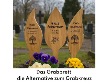 Grabbrett (statt einem Grabkreuz)