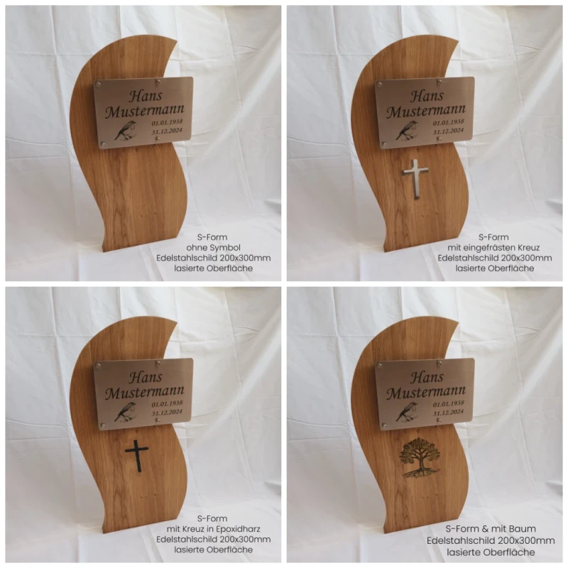 Grabstein aus Holz S-Form