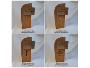 Grabstein aus Holz geschwungen